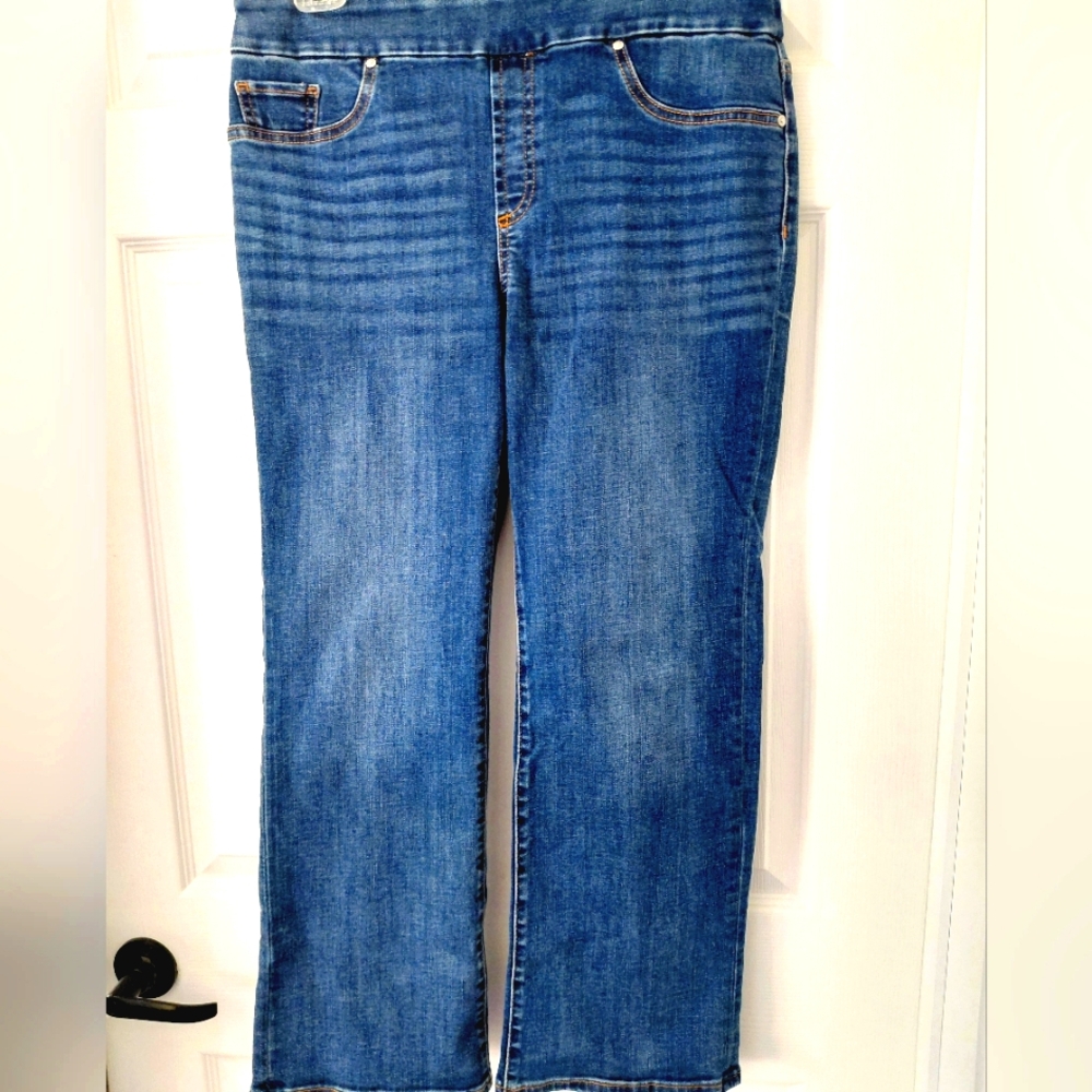 Chicos Pull On Classic Blue Denim Jeans